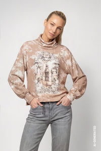 Sweatshirt mit Galerie-Print und Strass – Art. 809829