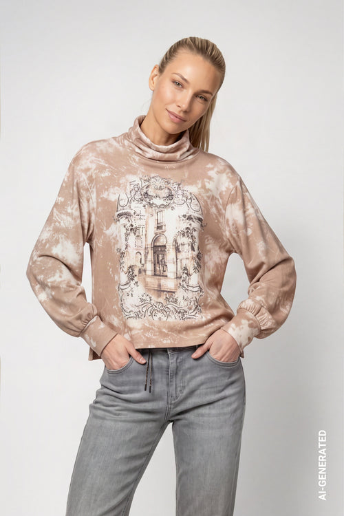 Sweatshirt mit Galerie-Print und Strass – Art. 809829