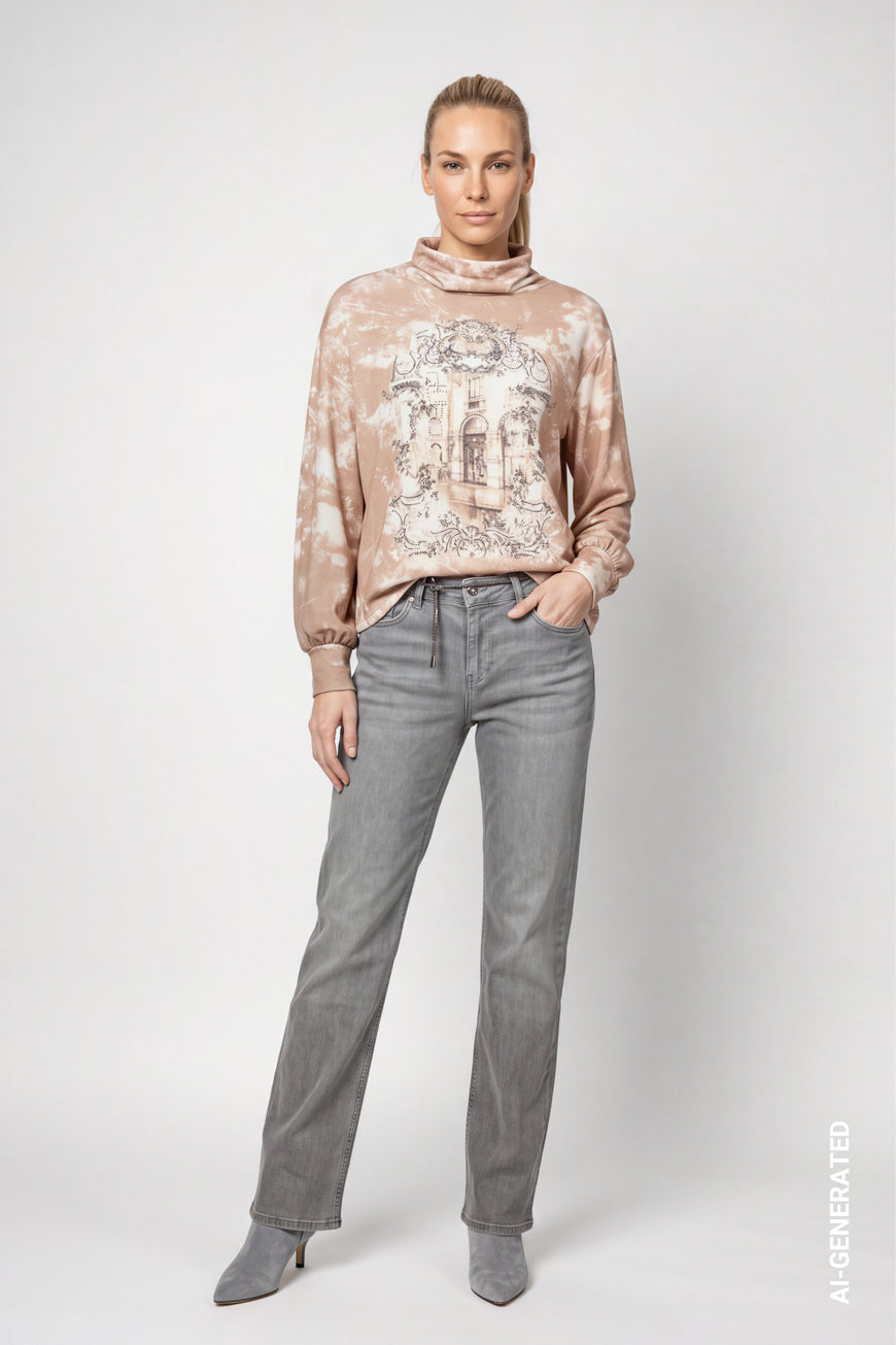 Sweatshirt mit Galerie-Print und Strass – Art. 809829