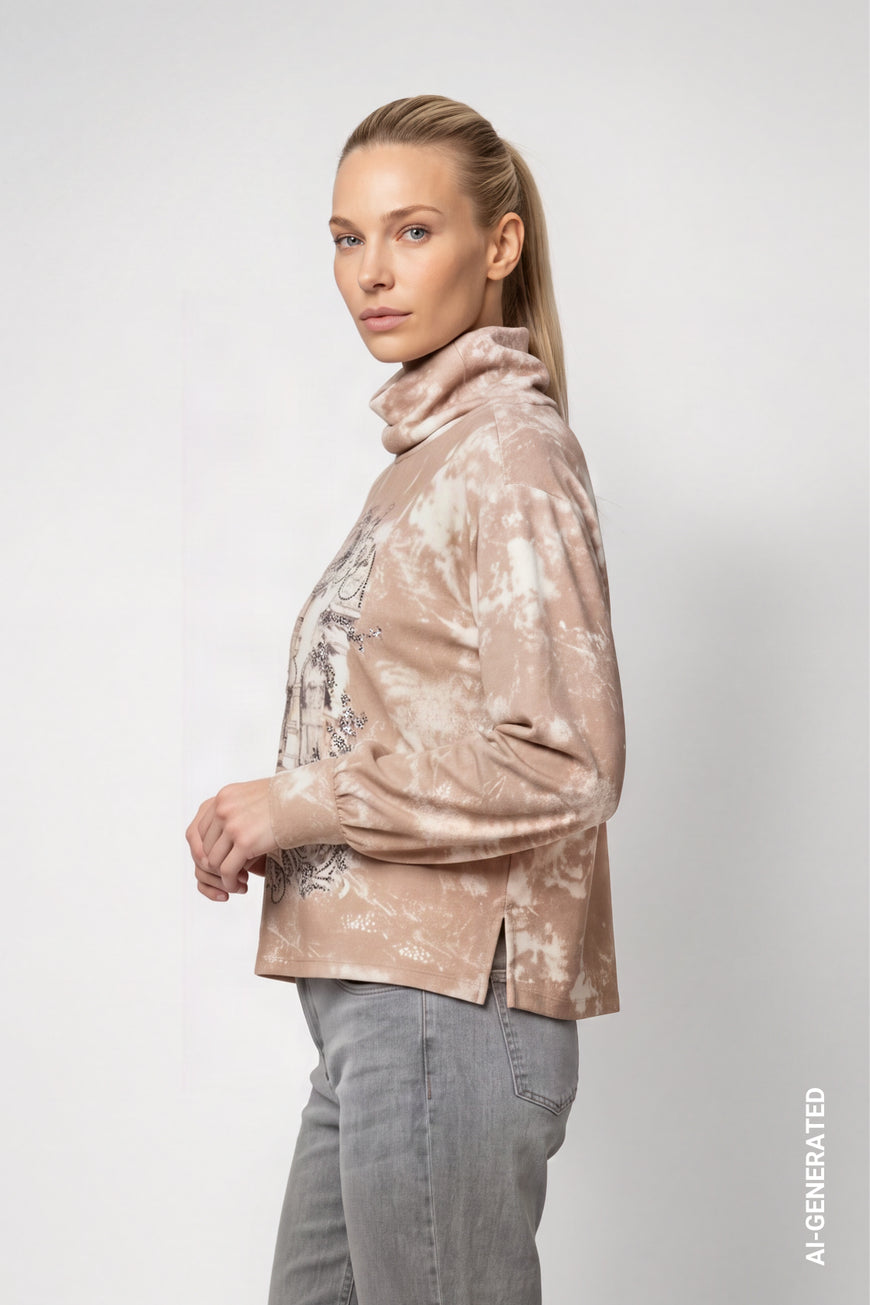 Sweatshirt mit Galerie-Print und Strass – Art. 809829