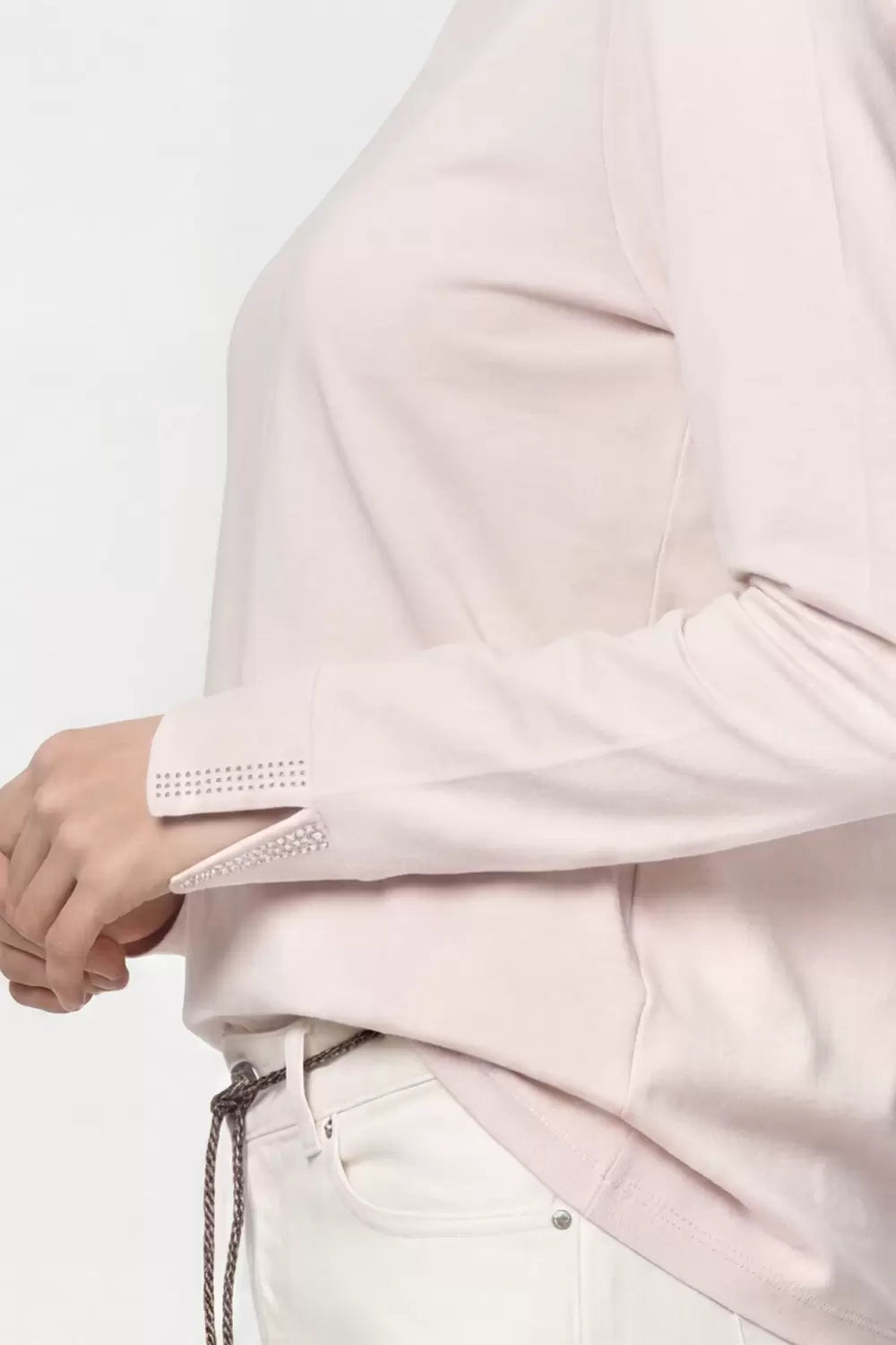Monari Langarmshirt mit Strassdetails – Rosewater