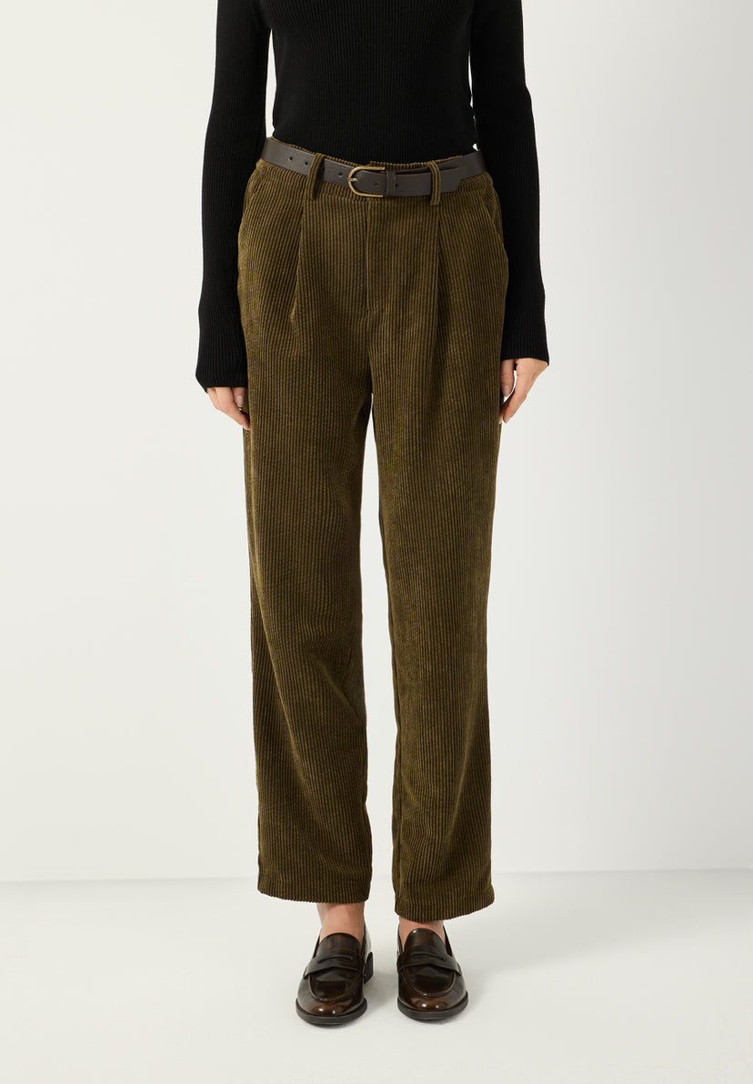 MORE & MORE Cordhose mit Gürtel in Modern Green – Art.-Nr. 61104051