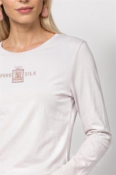 Monari Langarmshirt Soft Beauty mit Strassmotiv – Creme