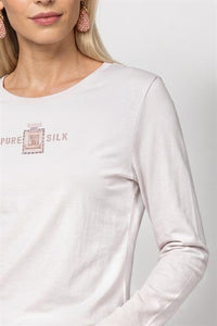 Monari Langarmshirt Soft Beauty mit Strassmotiv – Creme