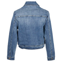 Kurze Jeansjacke mit Reißverschluss und aufgesetzten Taschen – Art.-Nr. 1140-10-6113