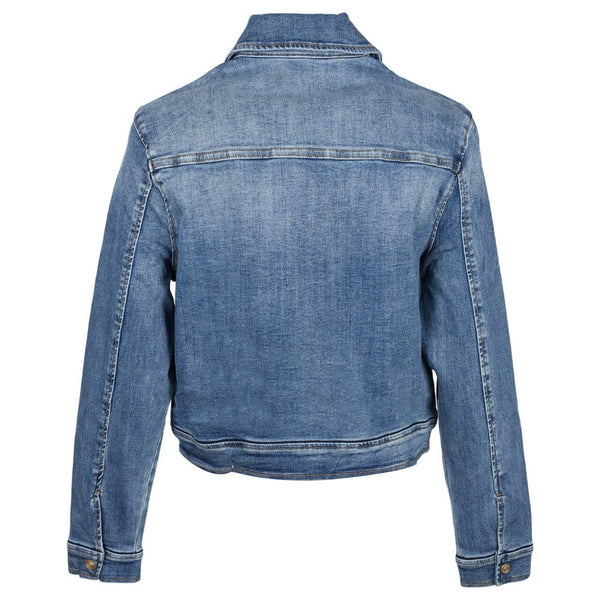 Kurze Jeansjacke mit Reißverschluss und aufgesetzten Taschen – Art.-Nr. 1140-10-6113