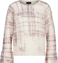 Monari Strickpullover Soft Beauty mit Karomuster – Creme/Rosé