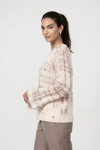 Monari Strickpullover Soft Beauty mit Karomuster – Creme/Rosé