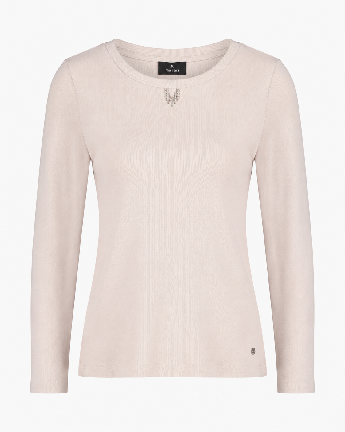 Monari Langarmshirt Soft Beauty mit Strassdetail – Rosé