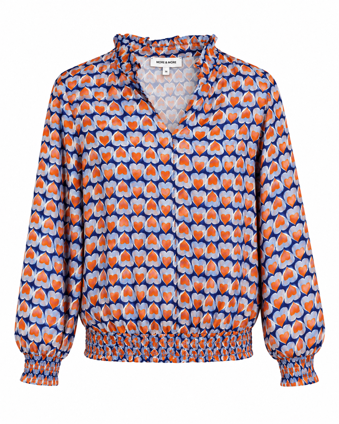 Bluse mit Retro-Print Blau/Orange – Art. 61082051