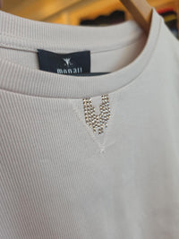 Monari Langarmshirt Soft Beauty mit Strassdetail – Rosé
