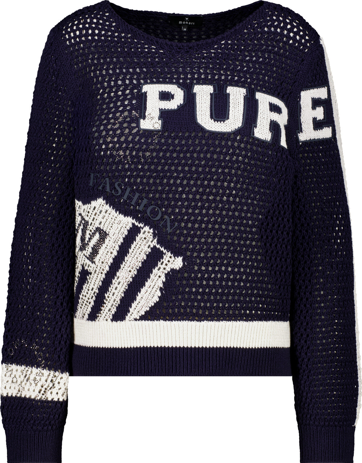 Ajour Strickpullover mit Colorblock_410291