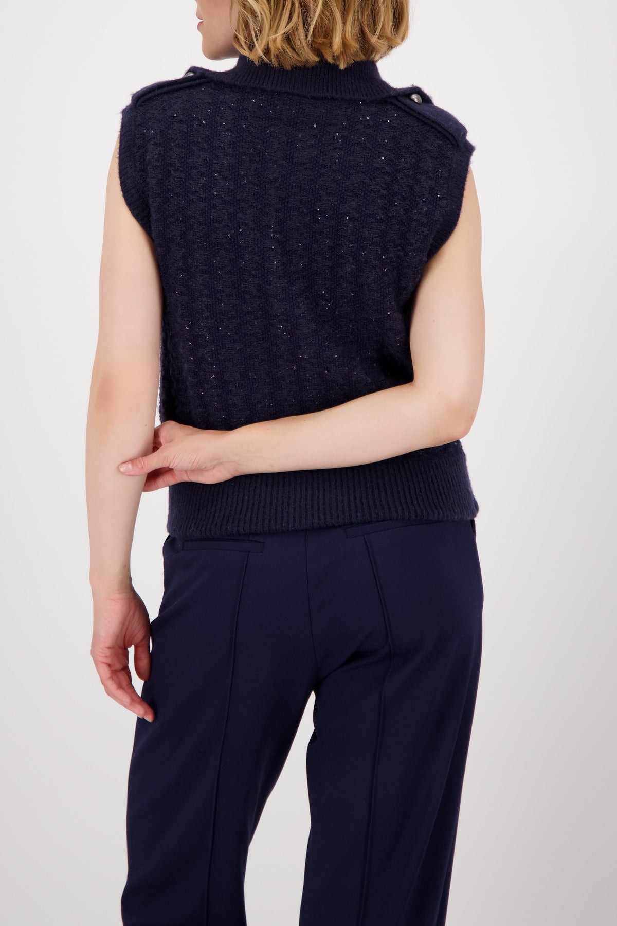 Tweed-Strickweste mit Pailletten_809107