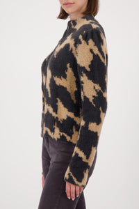 Strickjacke mit Hahnentrittmuster_809540