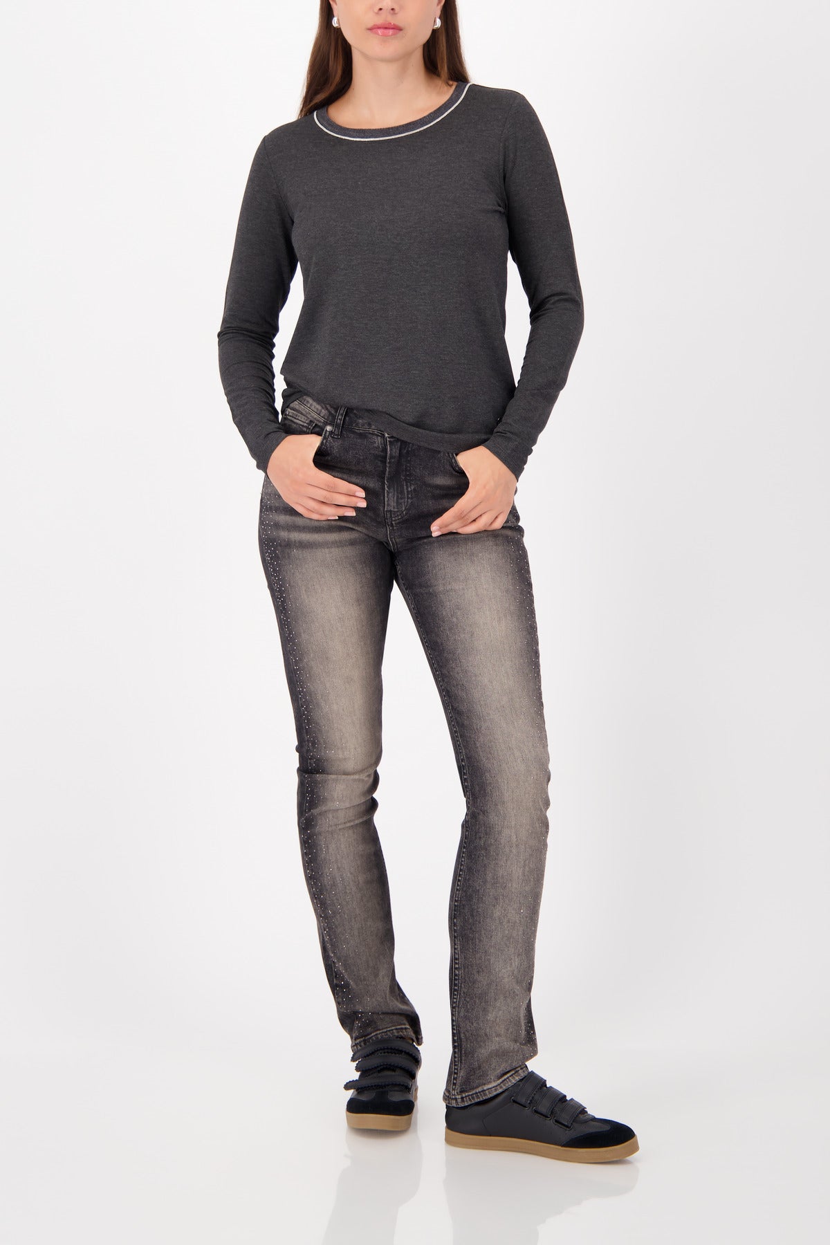 Langarmshirt mit Strickkragen_809332